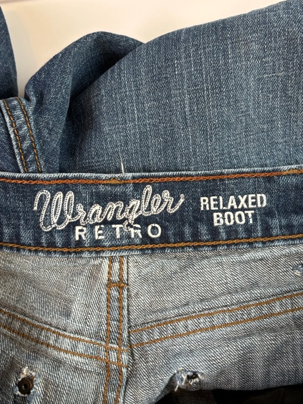 Wrangler Retro Jeans Mens‎ 32X30 (32x28.5) Blue Relaxed Boot Whiskered 5 Pocket